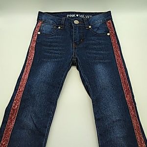 Pink Velvet girls jeans pink sparkle 6X